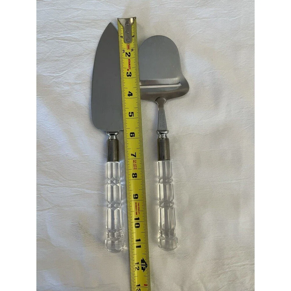 Mirage Stainless Steel Cheese & Cake Pie Serving Knives Lucite Handle '60 VTG